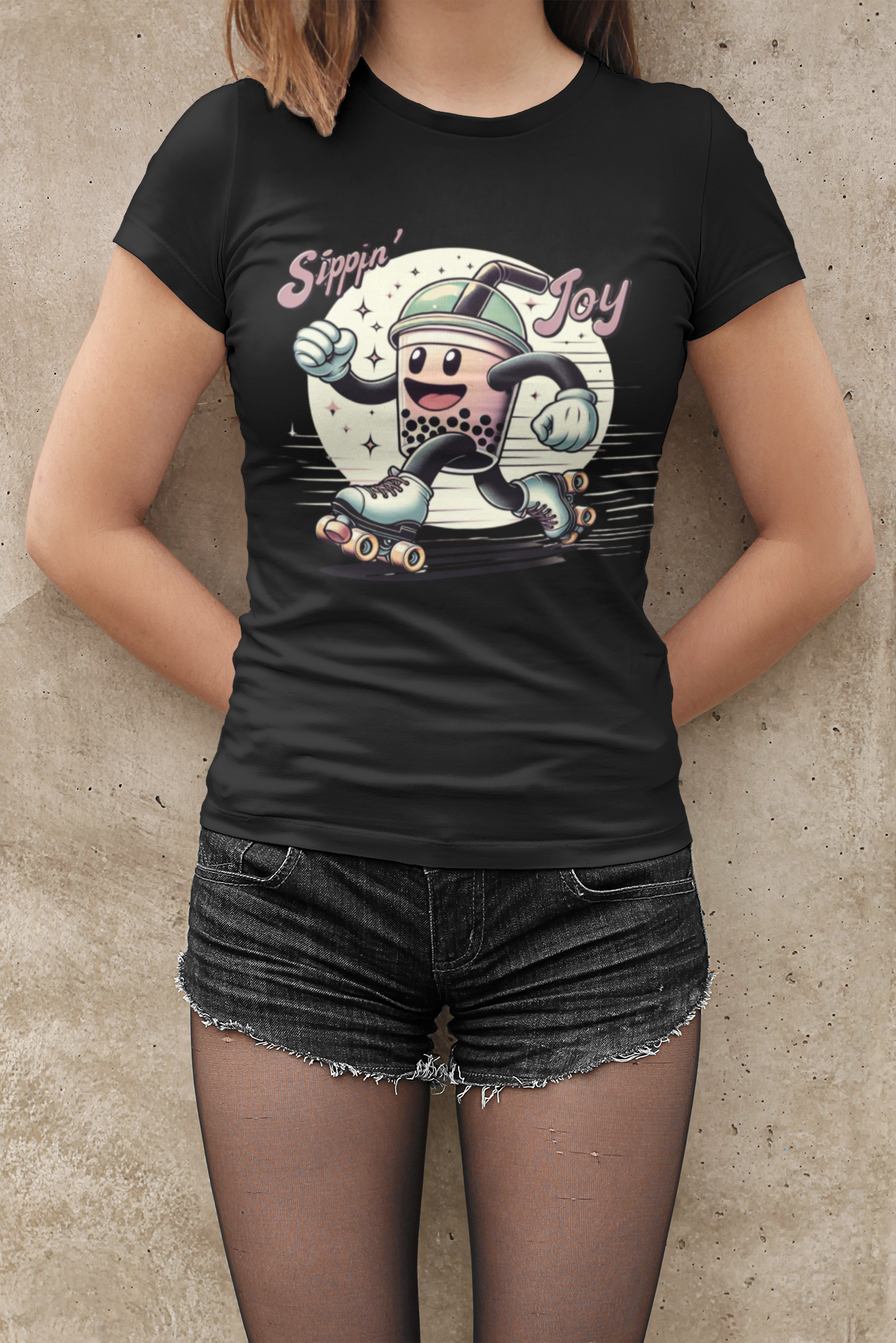 Joy Roller – Retro Boba Skater T-Shirt